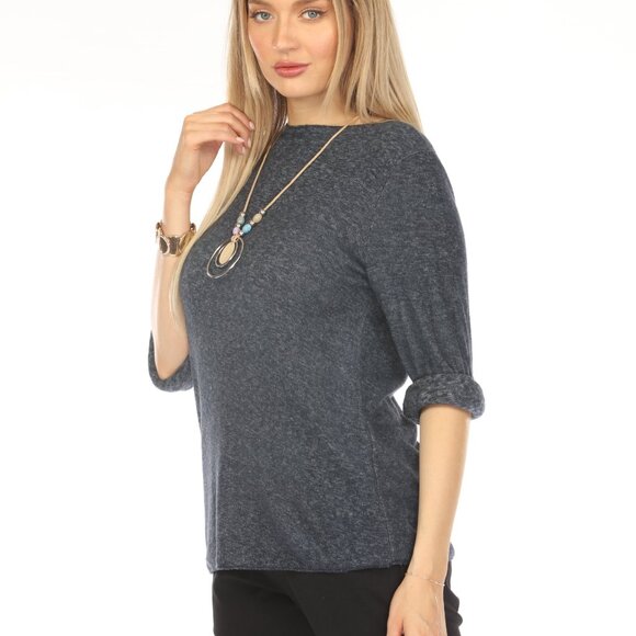 Navy Butter Soft Sleeves Top - Picture 4 of 5